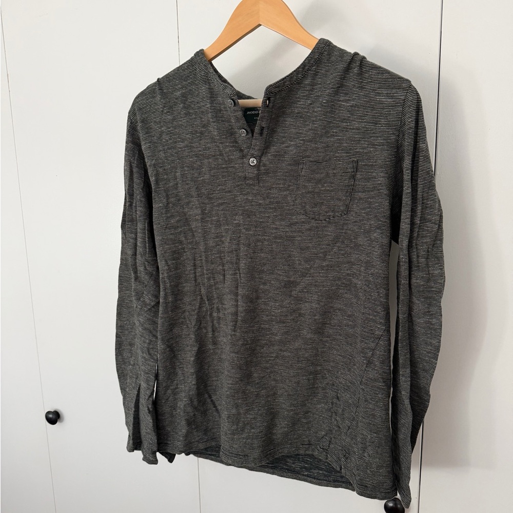 Gray/Green Henley Long Sleeve Shirt